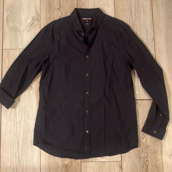 Michael Kors Navy Blue 100 Cotton Button Up Women’s Slim Fit Size Large - Picture 1 of 5